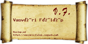 Vasvári Fülöp névjegykártya